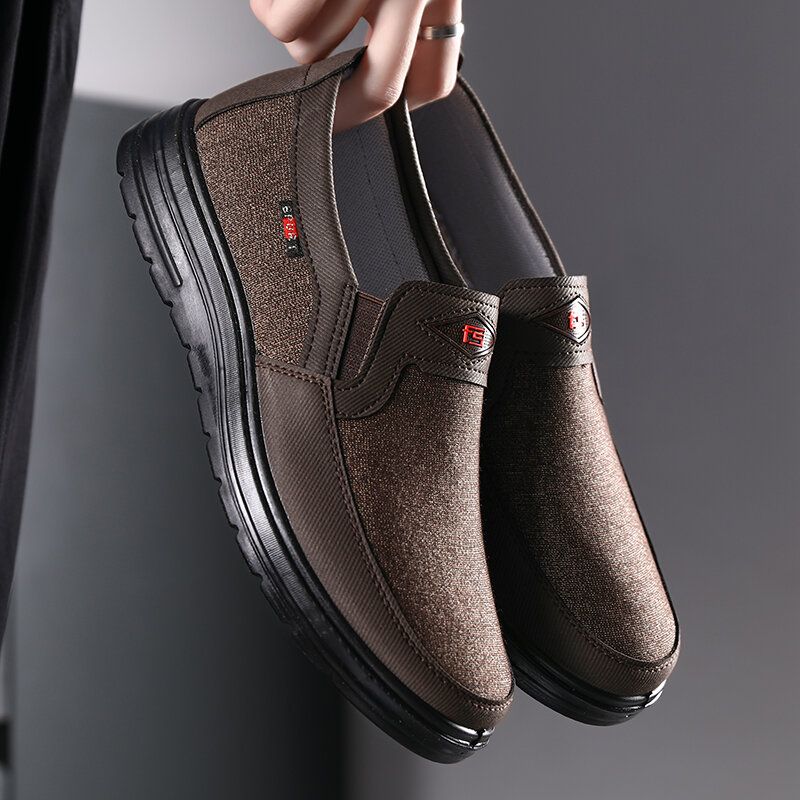 Män Comfy Bärbar Andas Tyg Elastisk Slip On Casual Walking Skor