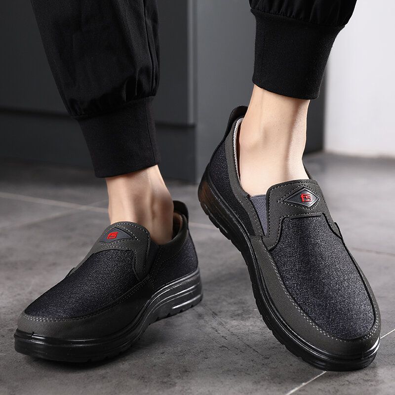 Män Comfy Bärbar Andas Tyg Elastisk Slip On Casual Walking Skor