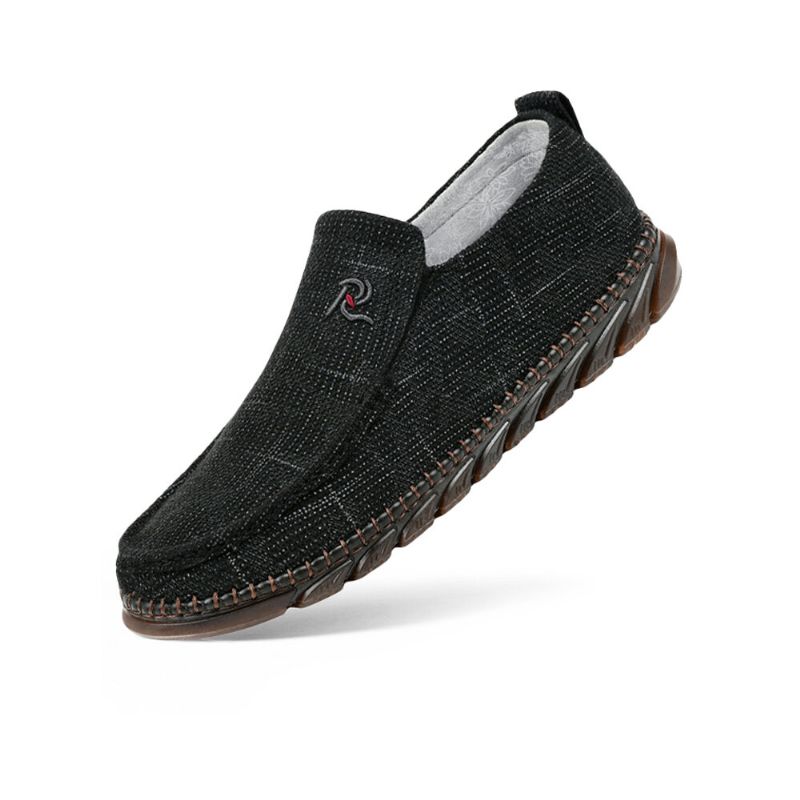 Män Gammal Peking Style Tyg Handsömmar Slip On Casual Skor