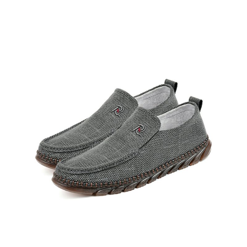 Män Gammal Peking Style Tyg Handsömmar Slip On Casual Skor