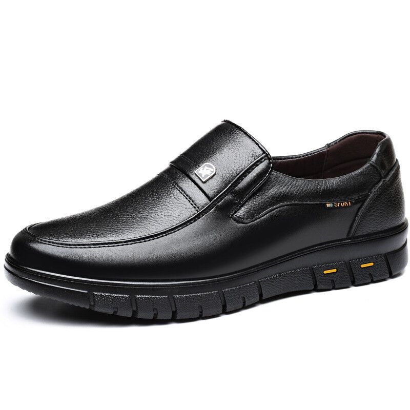 Män Kohud Läder Andas Mjuk Sula Slip On Klassiska Casual Business Skor