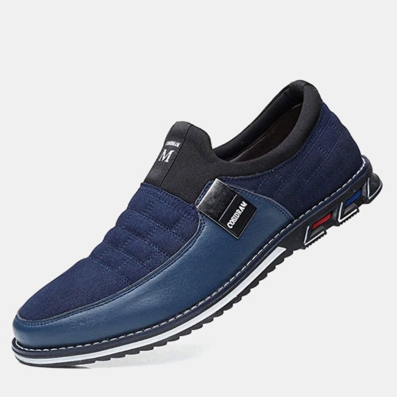 Män Läder Andas Mjuk Sula Mocka Splicing Kort Slip On Casual Business Skor