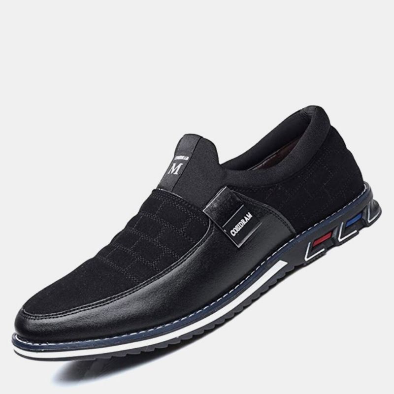 Män Läder Andas Mjuk Sula Mocka Splicing Kort Slip On Casual Business Skor