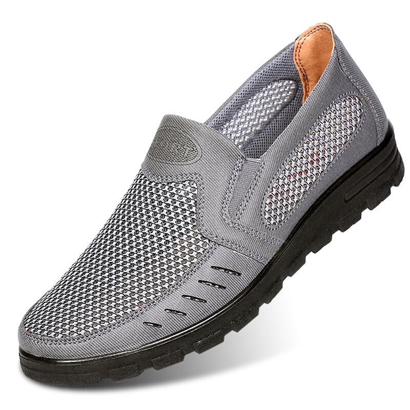 Män Mesh Andas Ihålig Halkfri Mjuk Sula Slip On Casual Skor