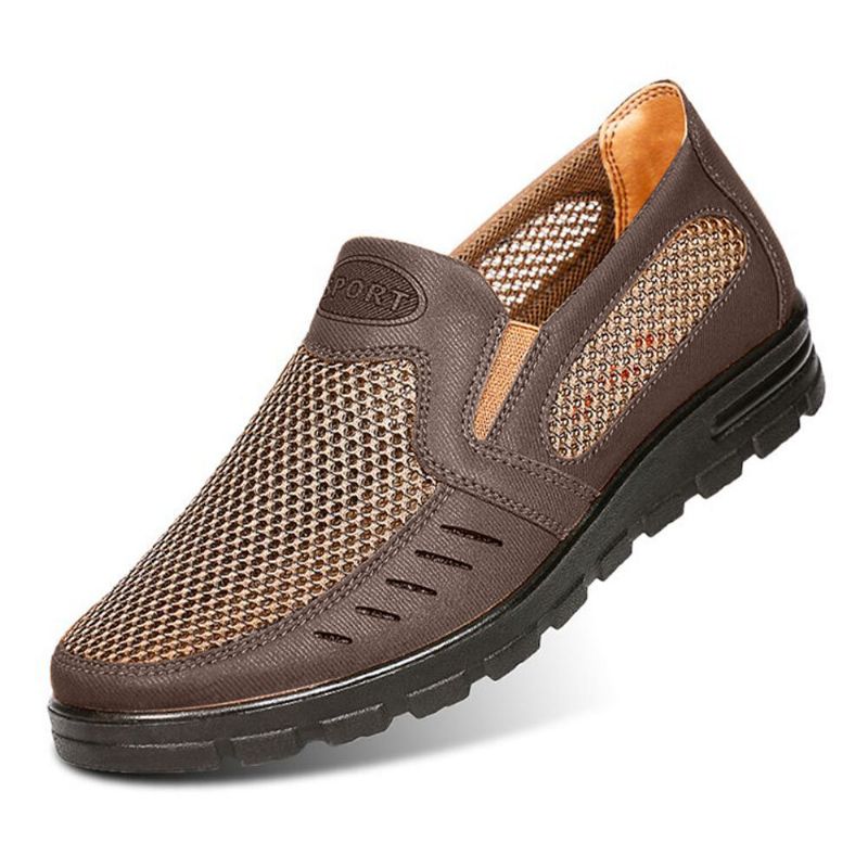 Män Mesh Andas Ihålig Halkfri Mjuk Sula Slip On Casual Skor