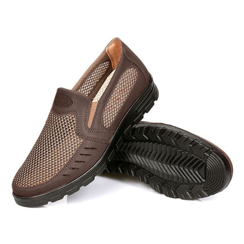 Män Mesh Andas Ihålig Halkfri Mjuk Sula Slip On Casual Skor