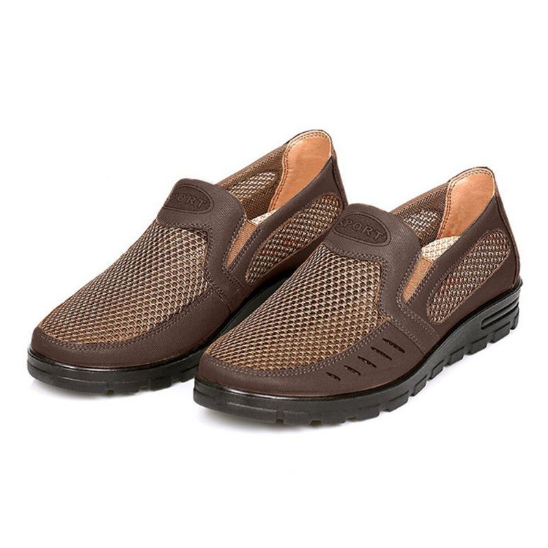 Män Mesh Andas Ihålig Halkfri Mjuk Sula Slip On Casual Skor