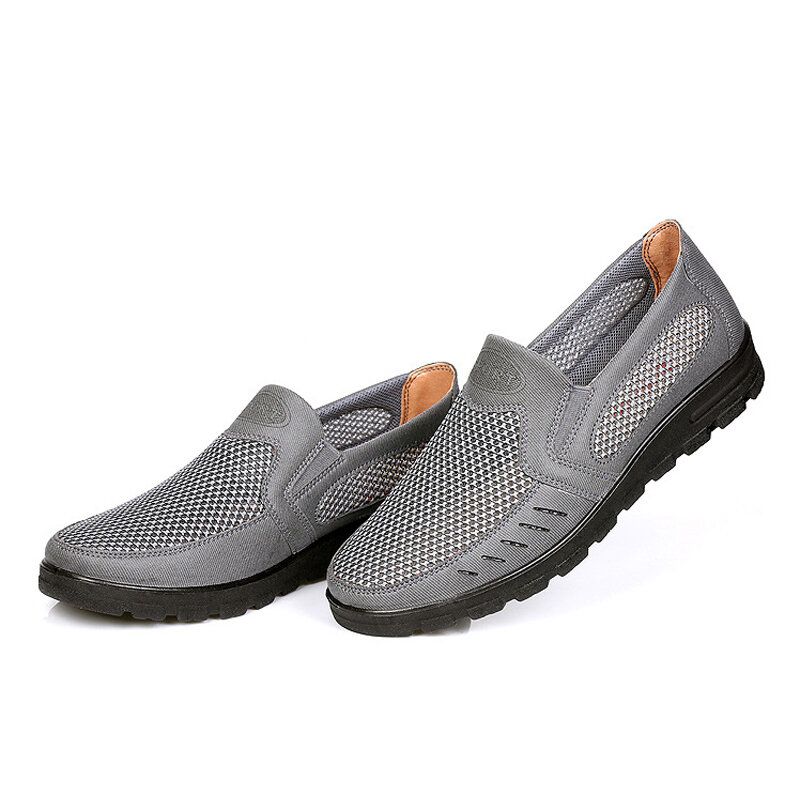 Män Mesh Andas Ihålig Halkfri Mjuk Sula Slip On Casual Skor