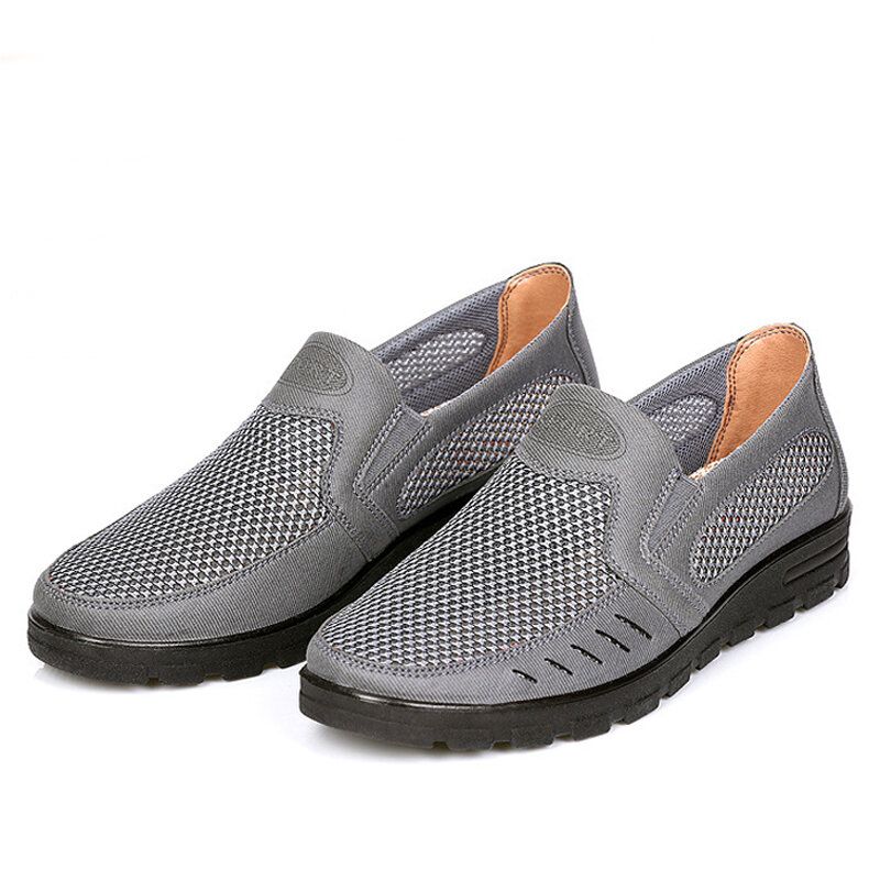 Män Mesh Andas Ihålig Halkfri Mjuk Sula Slip On Casual Skor