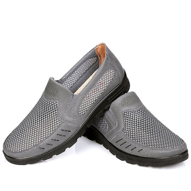 Män Mesh Andas Ihålig Halkfri Mjuk Sula Slip On Casual Skor