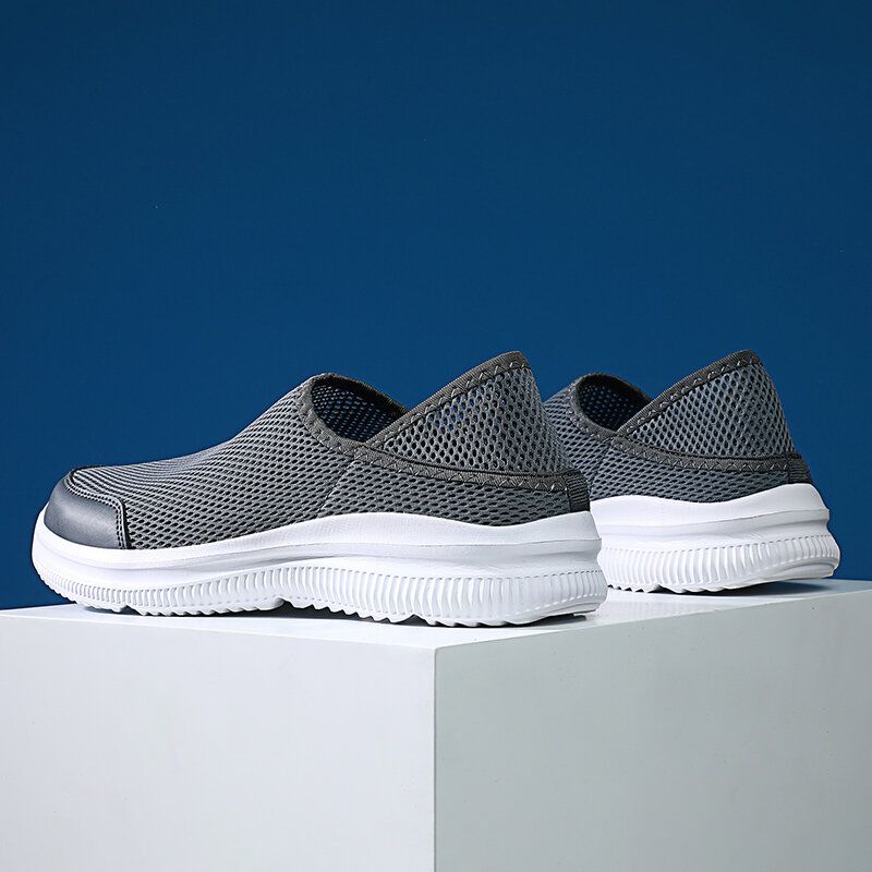 Män Mesh Andas Mjuk Sula Bekväm Tvåvägs Slip On Casual Walking Skor