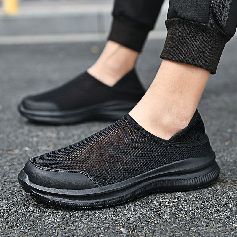 Män Mesh Andas Mjuk Sula Bekväm Tvåvägs Slip On Casual Walking Skor