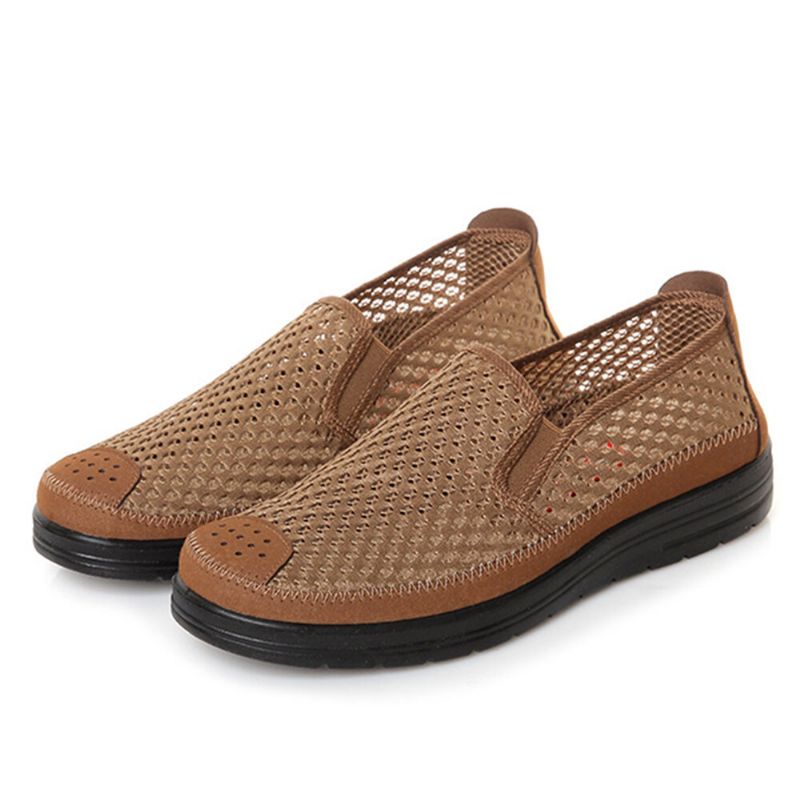 Män Mesh Som Andas Halkfri Bekväm Botten Slip On Gamla Peking Casual Skor