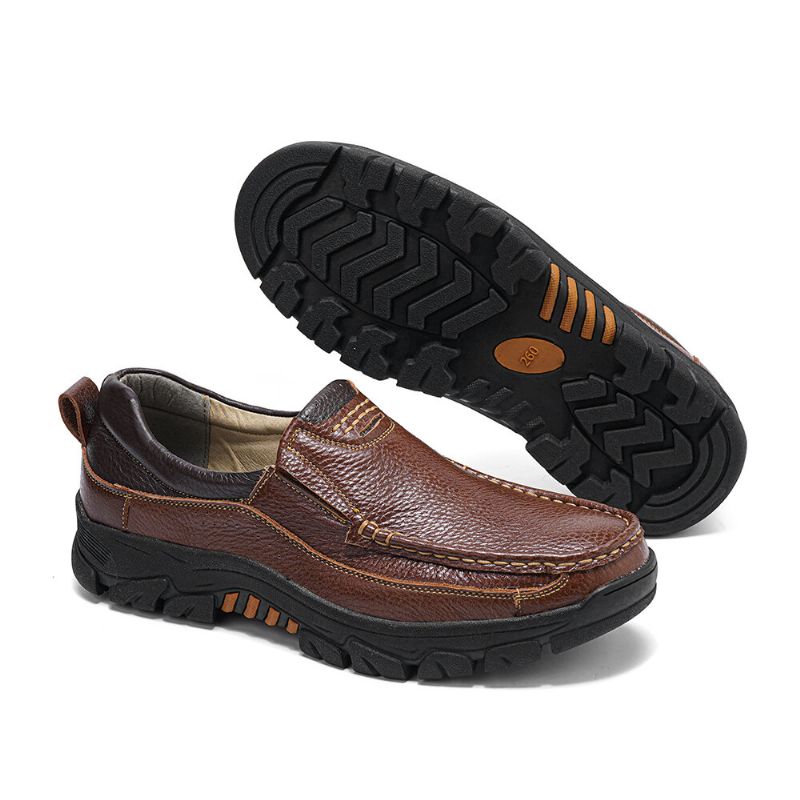 Män Microfiber Läder Andas Mjuk Sula Halkfri Bekväma Slip On Casual Skor