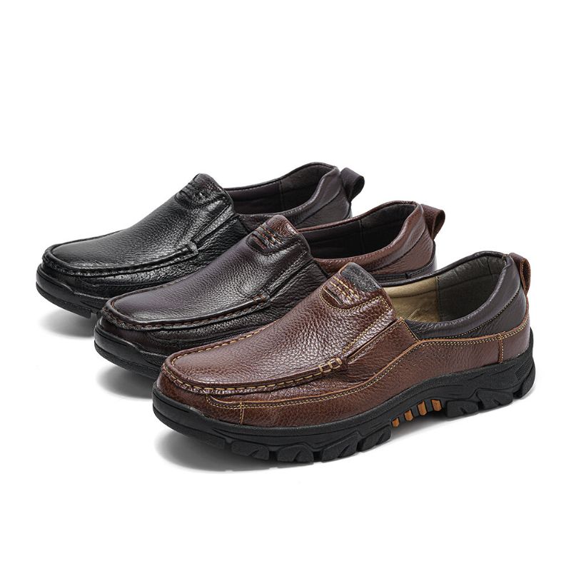 Män Microfiber Läder Andas Mjuk Sula Halkfri Bekväma Slip On Casual Skor