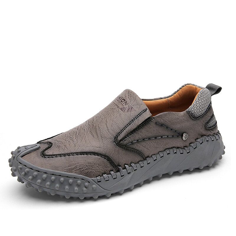 Män Microfiber Läder Andas Mjuk Sula Slip On Bekväma Körning Casual Skor