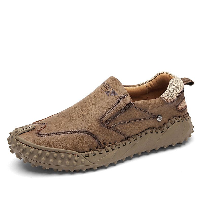 Män Microfiber Läder Andas Mjuk Sula Slip On Bekväma Körning Casual Skor