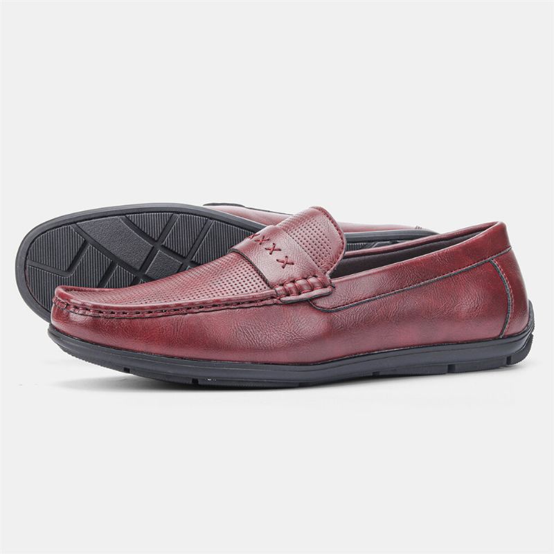 Män Microfiber Läder Andas Mjuk Sula Slip On Comfy Vintage Casual Driving Skor