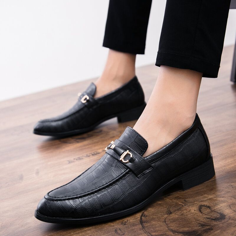 Män Microfiber Läder Andas Mjuk Sula Slip On Klassiska Solida Casual Business Skor