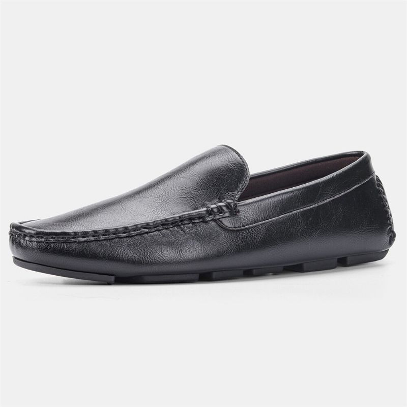 Män Microfiber Läder Andas Vintage Mjuk Sula Slip On Bekväma Körning Casual Skor