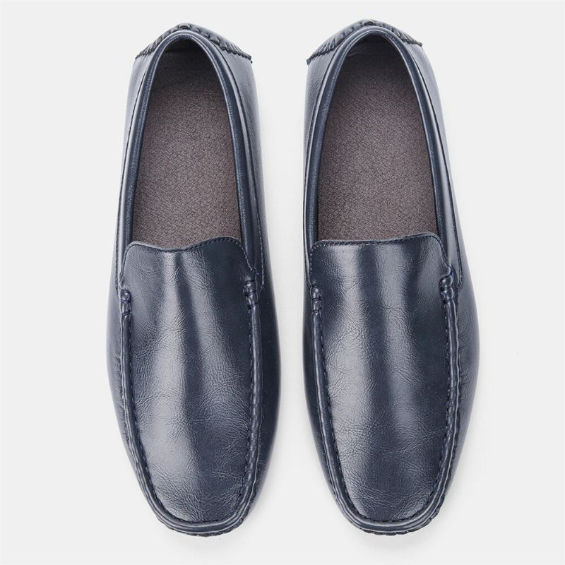 Män Microfiber Läder Andas Vintage Mjuk Sula Slip On Bekväma Körning Casual Skor