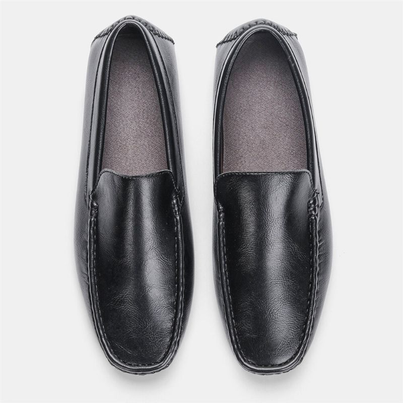 Män Microfiber Läder Andas Vintage Mjuk Sula Slip On Bekväma Körning Casual Skor