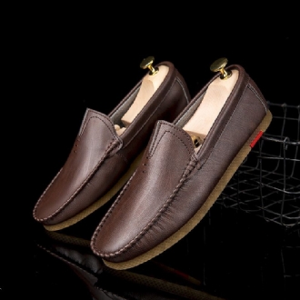 Män Mikrofiber Andas Bekväm Botten Slip On Körning Casual Leather Loafers Skor