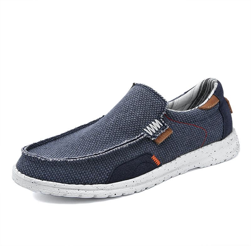 Män Old Peking Snygga Slip On Rund Toe Casual Canvas Skor