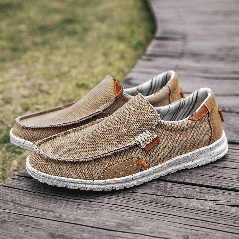 Män Old Peking Snygga Slip On Rund Toe Casual Canvas Skor