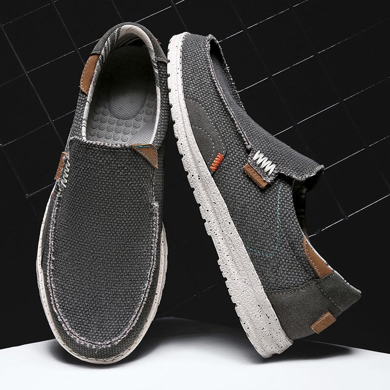 Män Old Peking Snygga Slip On Rund Toe Casual Canvas Skor