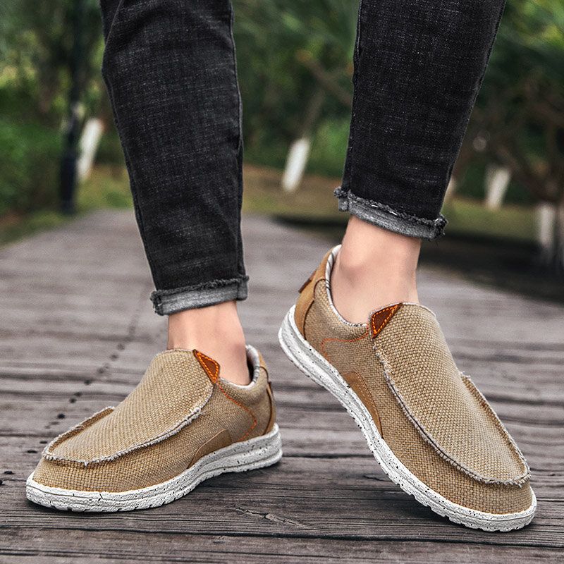 Män Old Peking Snygga Slip On Rund Toe Casual Canvas Skor