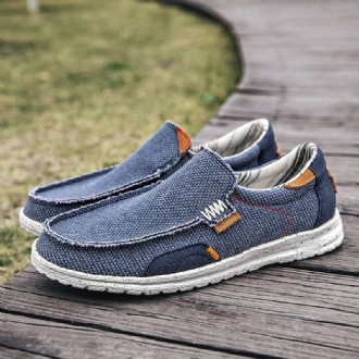 Män Old Peking Snygga Slip On Rund Toe Casual Canvas Skor