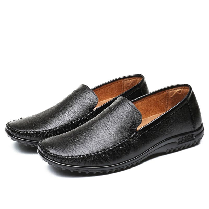 Män Pure Color Pu Slip On Casual Driving Shoes