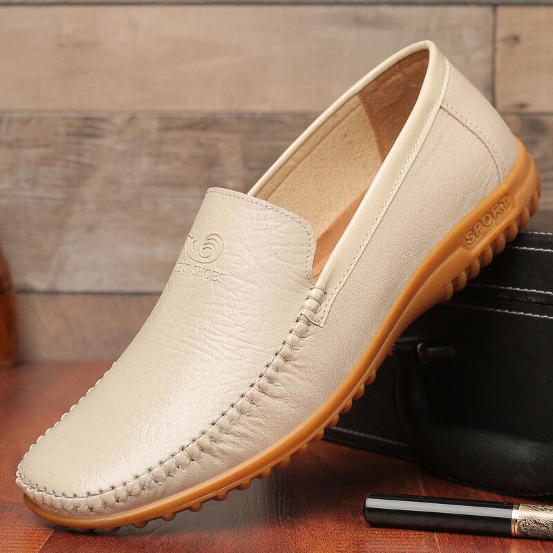 Män Pure Color Pu Slip On Casual Driving Shoes