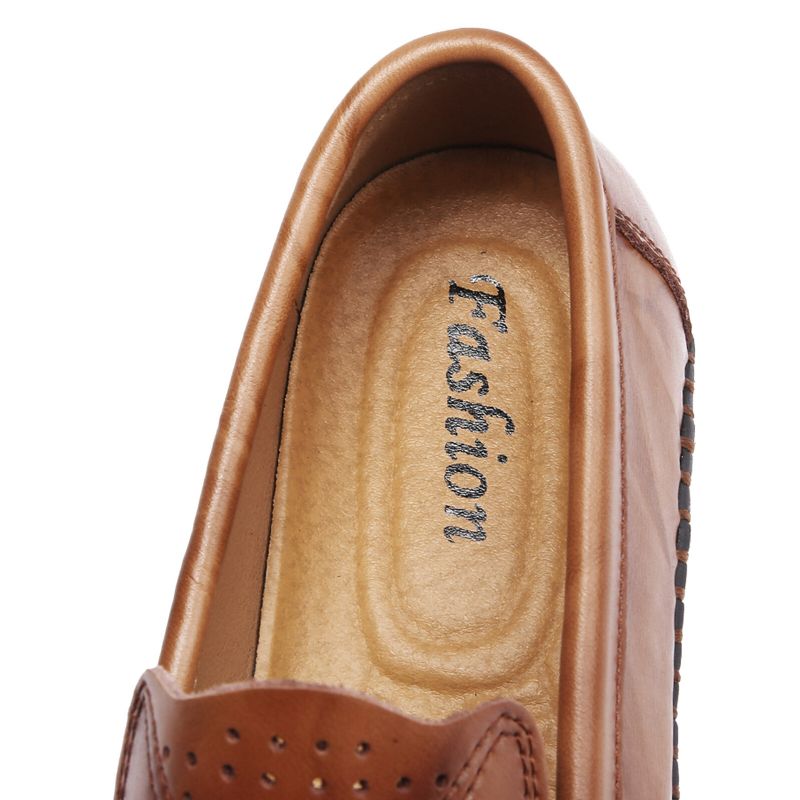 Män Retro Äkta Läder Slip On Stitching Företag Arbeta Casual Driving Loafers Skor