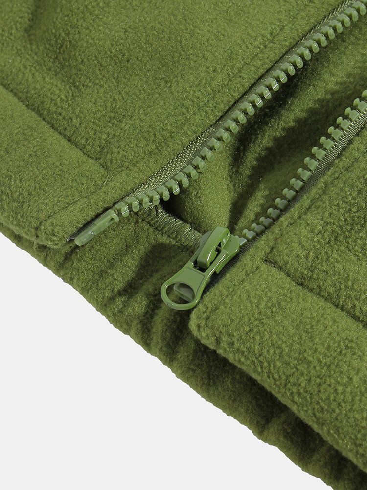 Enfärgad Polar Fleece Drop Shoulder-jacka För Män Med Ficka