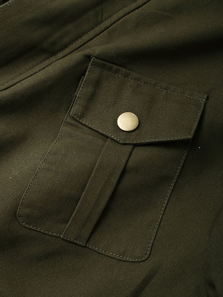 Flerfickor För Män Utility Cotton Washed Casual Cargo Jacka Med Avtagbar Huva