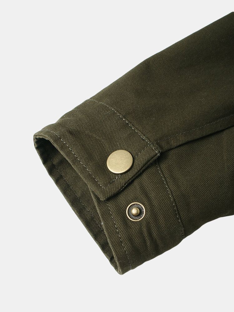 Flerfickor För Män Utility Cotton Washed Casual Cargo Jacka Med Avtagbar Huva