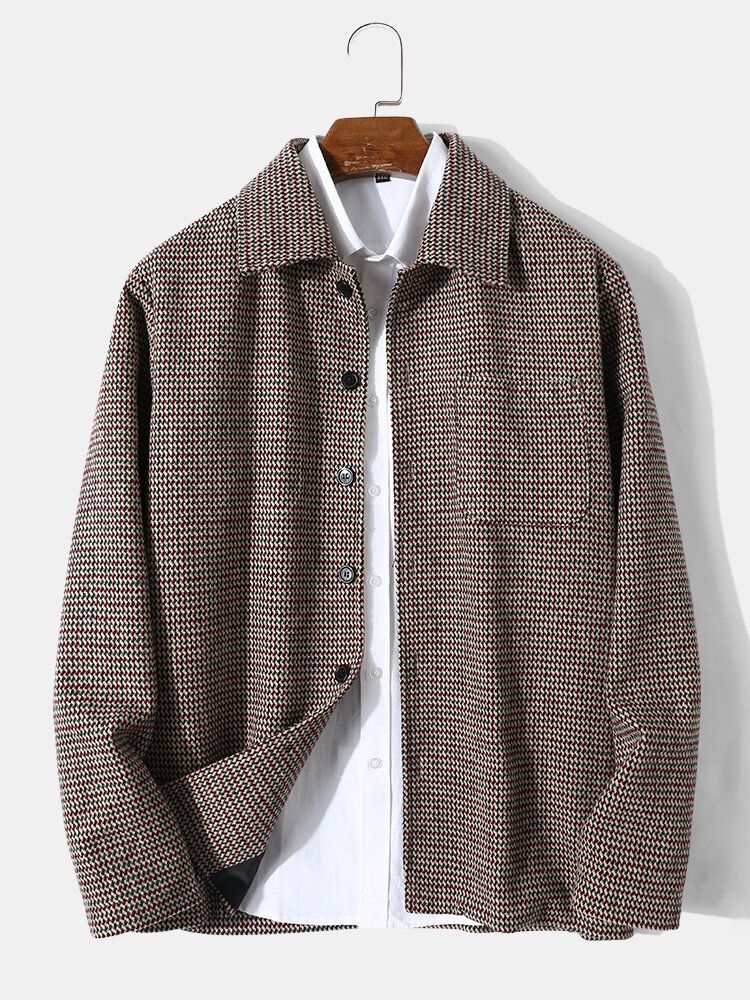 Herr Button Up Pocket Lapel Brazer Suit Coat Casual Jackor