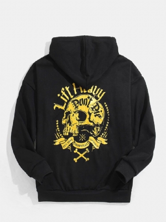 Herr Design Skull Back Print Kangaroo Pocket Black Hoodies