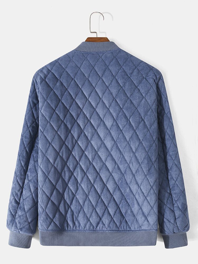 Herr Sammets Trend Lattice Solid Långärmad Smal Manschett Casual Jackor