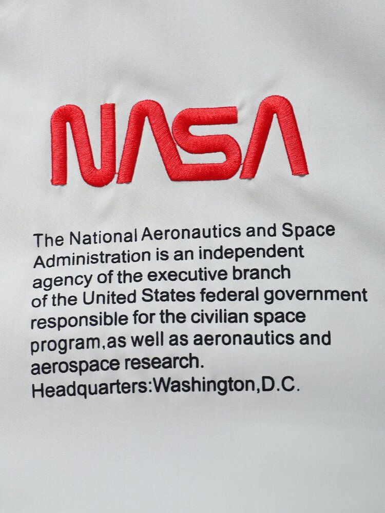 Herrbroderade Nasa Letter Zip Ficka Basebollkrage Fritidsjackor