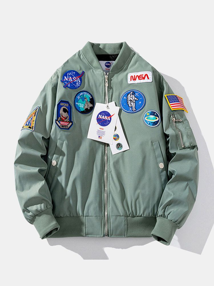 Män Astronaut Icon Pattern Nasa Baseball Collar Outdoor Jackor