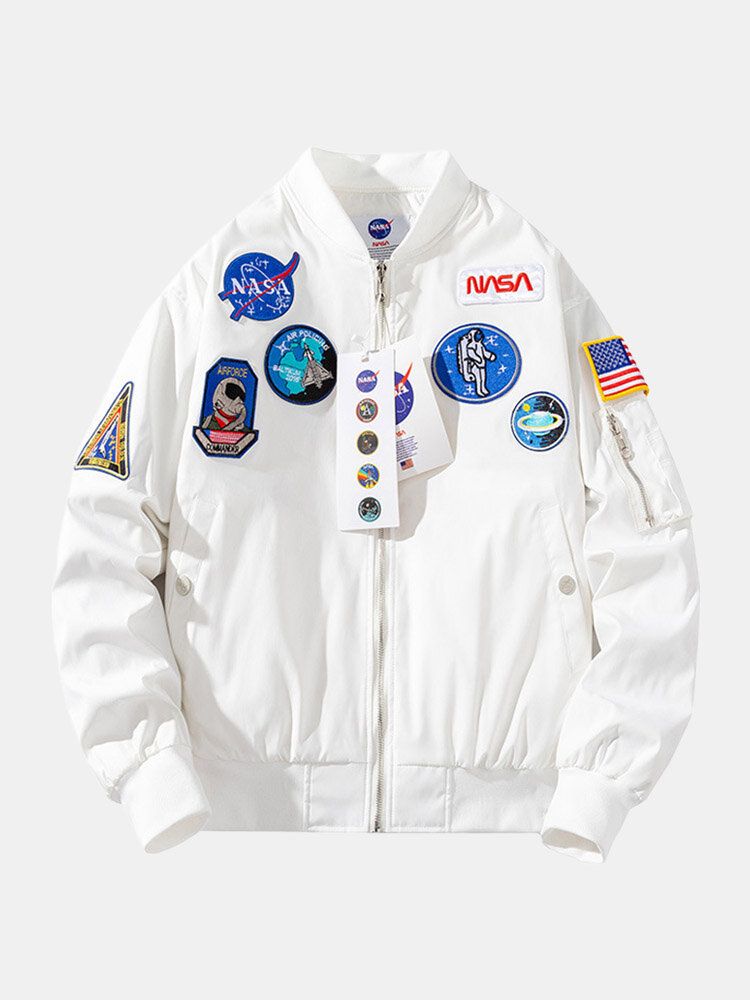 Män Astronaut Icon Pattern Nasa Baseball Collar Outdoor Jackor