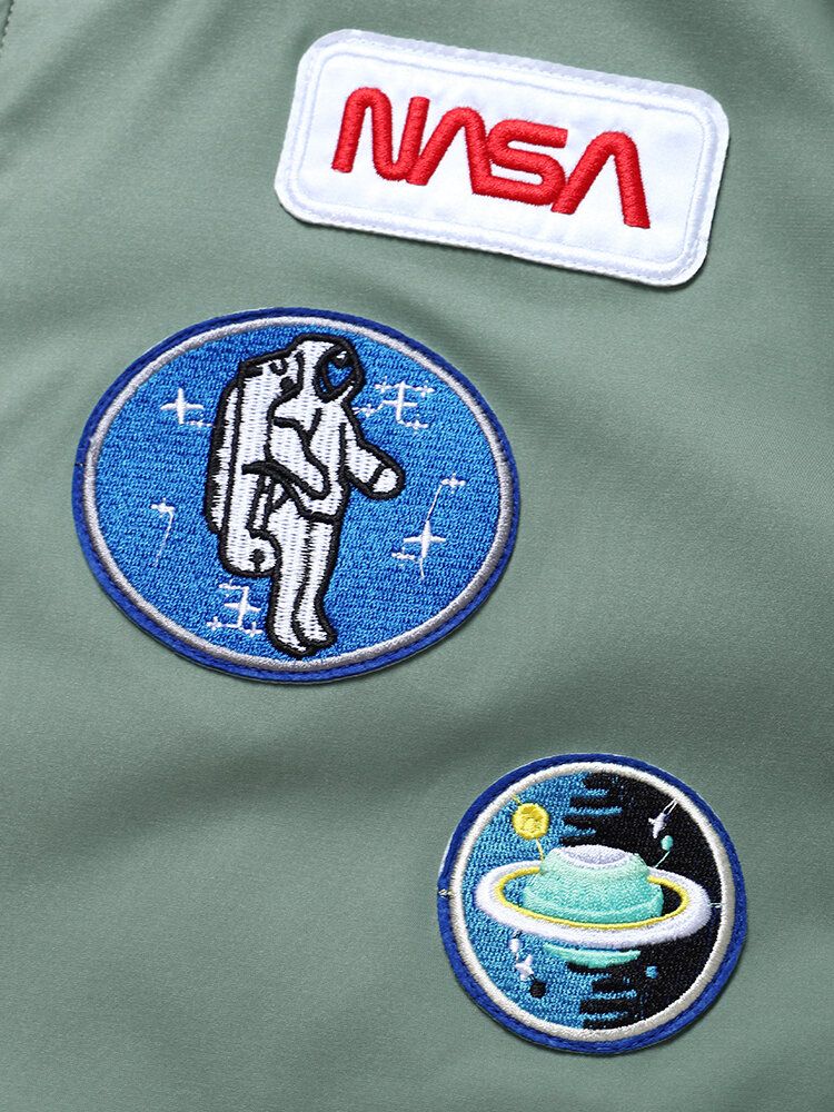 Män Astronaut Icon Pattern Nasa Baseball Collar Outdoor Jackor