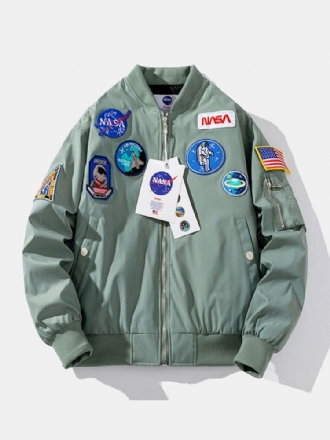 Män Astronaut Icon Pattern Nasa Baseball Collar Outdoor Jackor