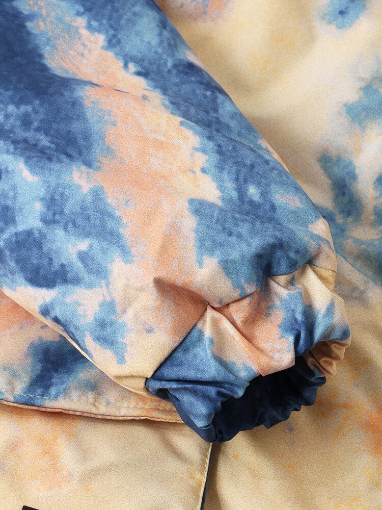 Tie-dye Dubbla Fickor Med Lock För Män Dragkedja Tjock Lös Huvjacka