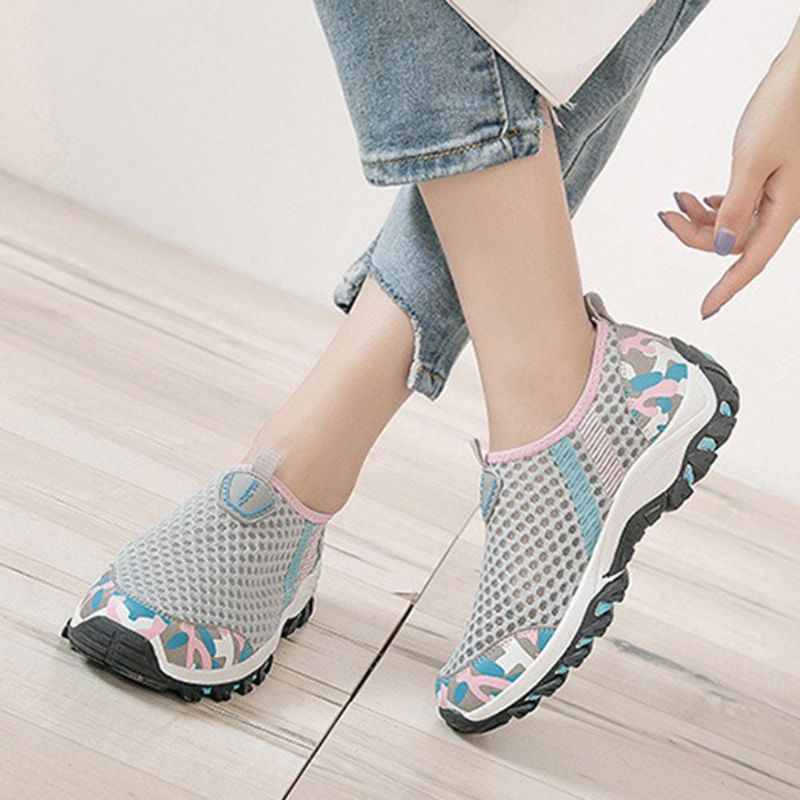 Casual Mesh Andas Walking Sneakers Slip On Damskor