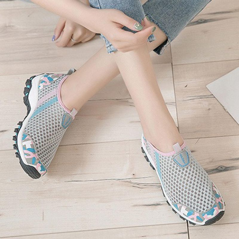 Casual Mesh Andas Walking Sneakers Slip On Damskor