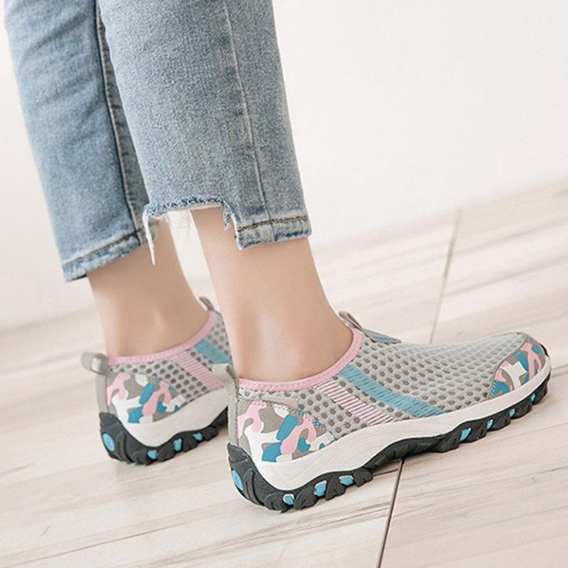 Casual Mesh Andas Walking Sneakers Slip On Damskor